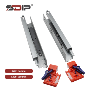 single extension push-to-open under-mount slide with clips
