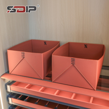 Red square Leather Storage Container for Clothing Can Be Customized in Color