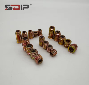 Wooden Furniture Hexagonal Socket Yellow Zinc Carbon Steel Insert Nut