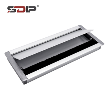 Silver Aluminum Desk Cable Grommet with Brush Seal