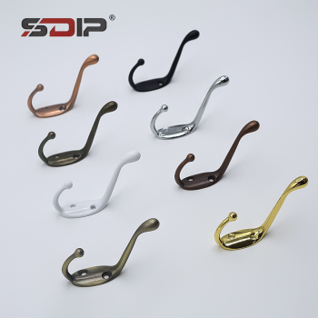 Multi-Finish Double Hooks for Coats, Towels & Bags