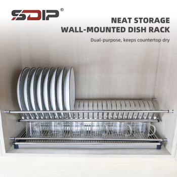 Stainless Steel Double Cabinet-style Layer Dish Rack Under Cabinet Kitchen Wall Mounted Dish Drying Organizer