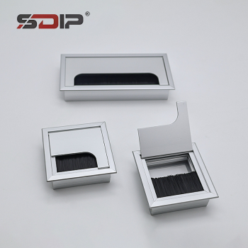 Aluminum Desk Cable Grommet with Brush Strip